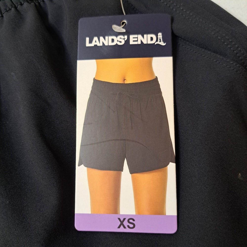 Lands' End Active Shorts Womens XS Black NWT‎ Quick Dry UPF 50 1470-182